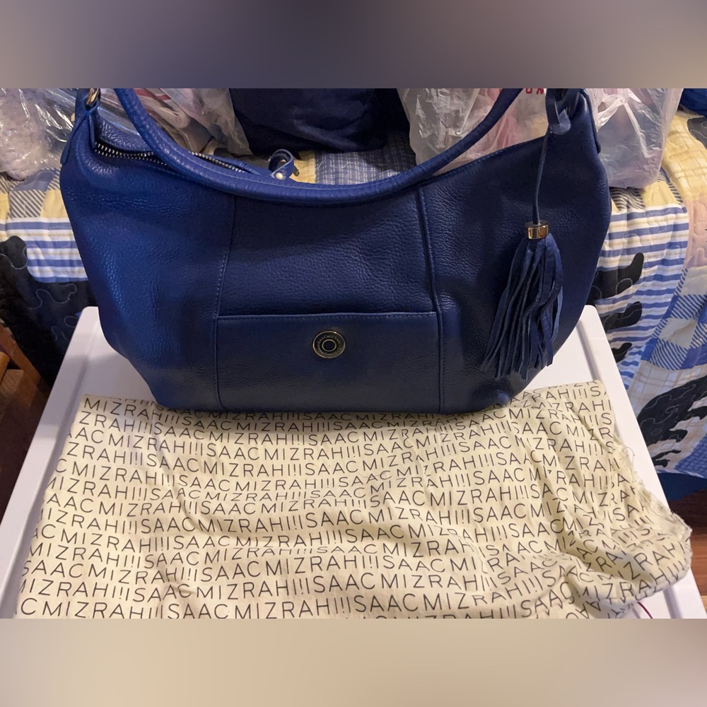 Isaac Mizrahi Navy Hobo Bag with Tassel